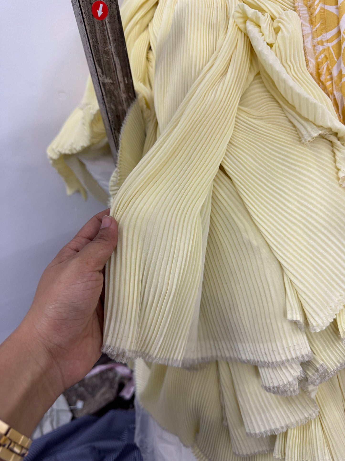 Georgette Pleated Baby Yellow Georgette Fabric