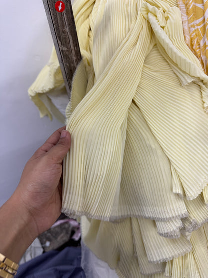 Georgette Pleated Baby Yellow Georgette Fabric