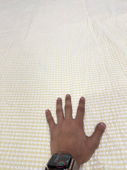 Buy Premium Seersucker Pale Yellow White Check Fabric