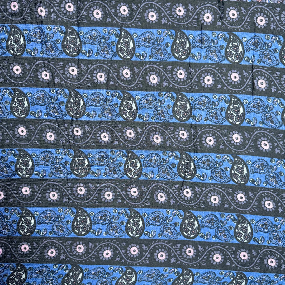 Buy Black Rayon Boho with Border Printed Fabric - MAF 