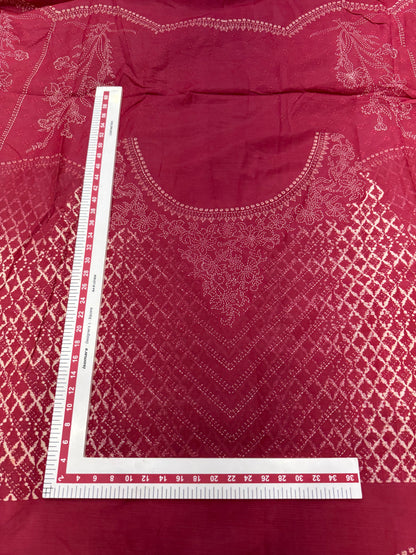 Buy Premium Poplin Maroon Floral Cutwork Embroidery Panel Fabric