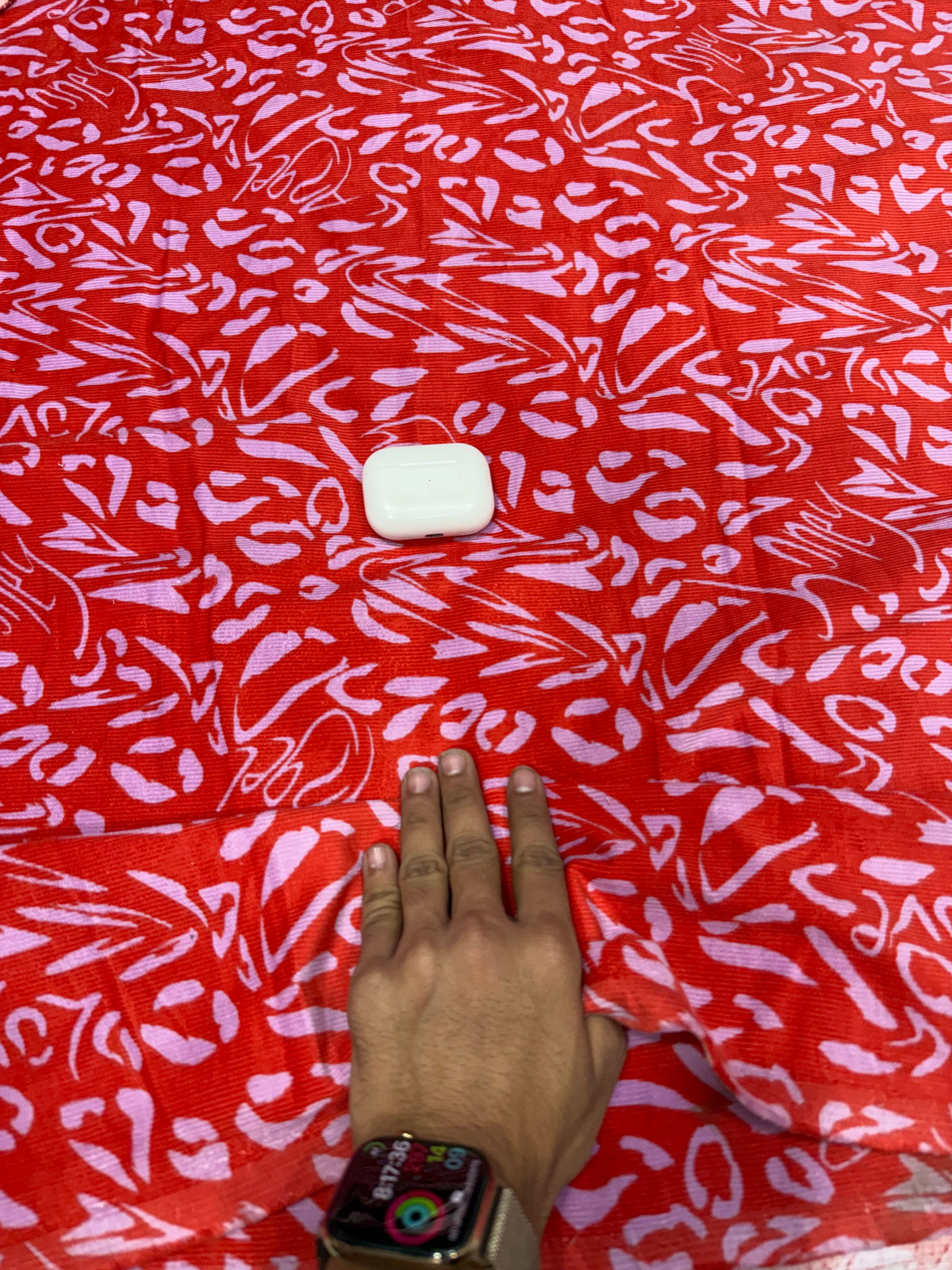 Buy Premium Corduroy Red Pink Abstract Print Fabric