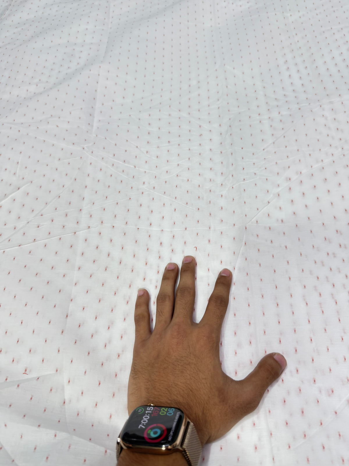 Buy Premium Cotton White Rust Dobby Dot Sheer Fabric