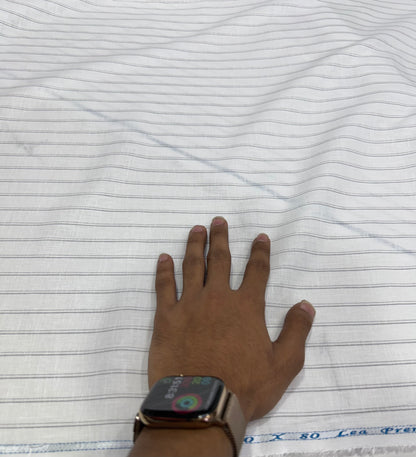Buy 80 Lea Premium Linen White Grey Stripe Fabric