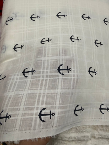 Buy Cotton Dobby Anchor Printed Kids Fabric