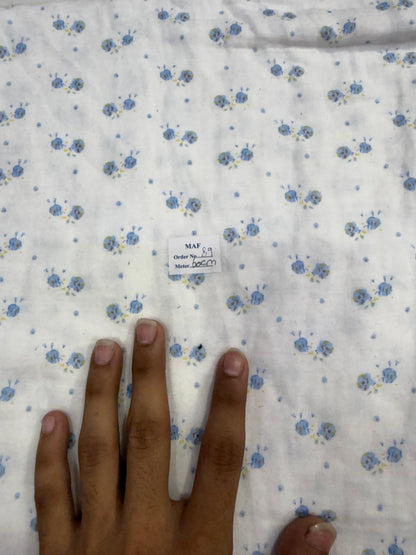 Buy Cutpiece Cotton Double Cloth Blue Cute Floral Print 60 Centimeter