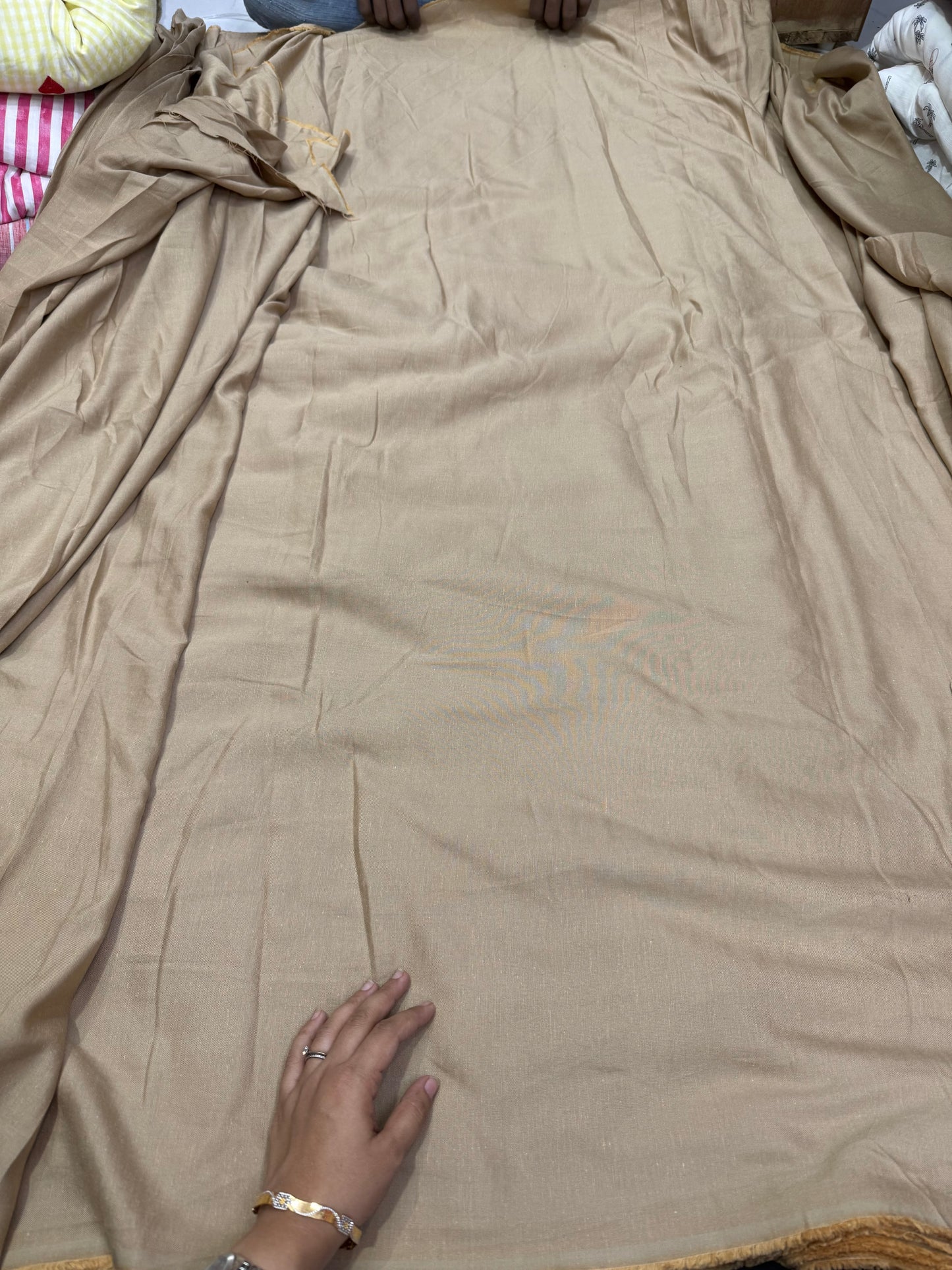 Buy Rare Pure Linen Camel Brown Solid Fabric