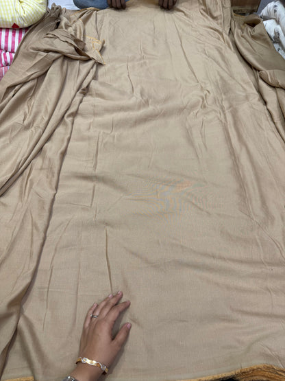 Buy Rare Pure Linen Camel Brown Solid Fabric