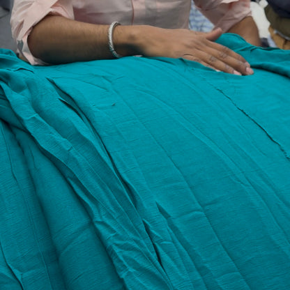 Solid Crinkled Tiffany Blue Crepe Fabric - MAF 