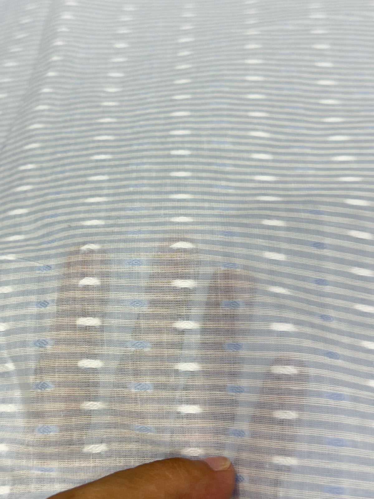 Buy Premium Cotton Yarn-Dyed White Blue Stripe Dobby Dot Fabric