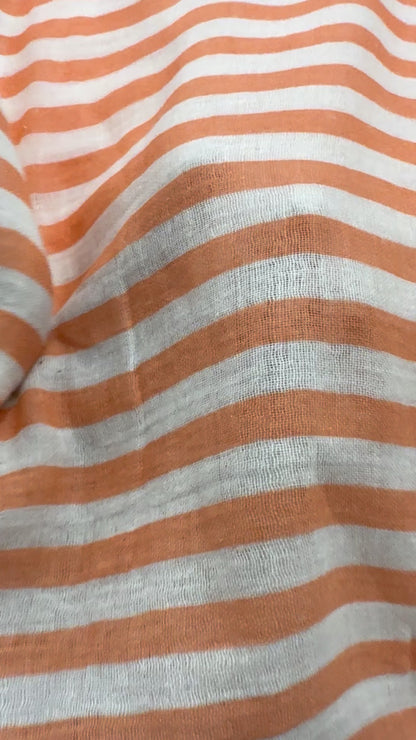Buy Premium Cotton Double Cloth Orange Stripe Print