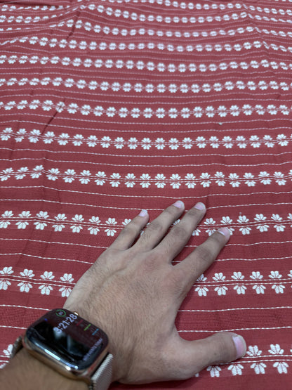 Buy Cotton Jacquard Rust Line Work Fabric