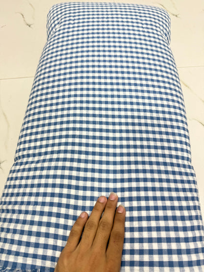 Buy Premium Cotton Seersucker Navy Gingham Checks Fabric
