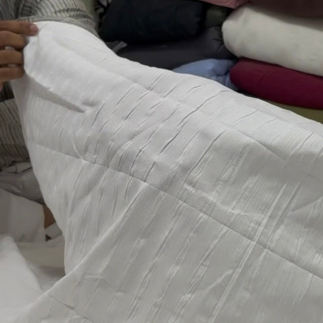 Buy Cotton Seersucker White Broad Stripes Fabric