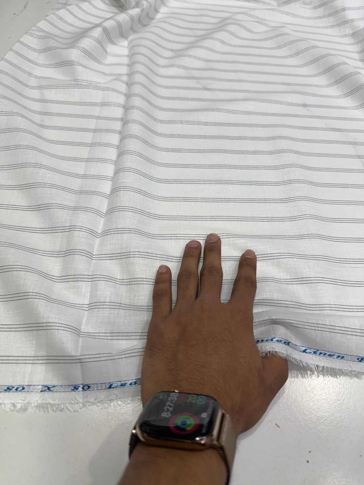 Buy 80 Lea Premium Linen White Black Stripe Fabric
