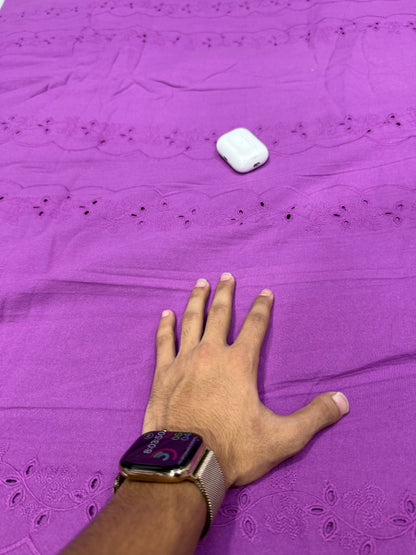 Buy Premium Cotton Cambric Schiffli Violet Scallop Vine Fabric