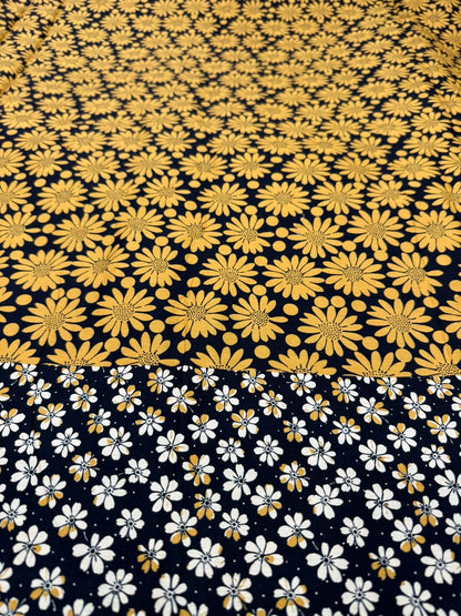 Buy Cotton Poplin Panel Black & Yellow Bold Daisy Fabric