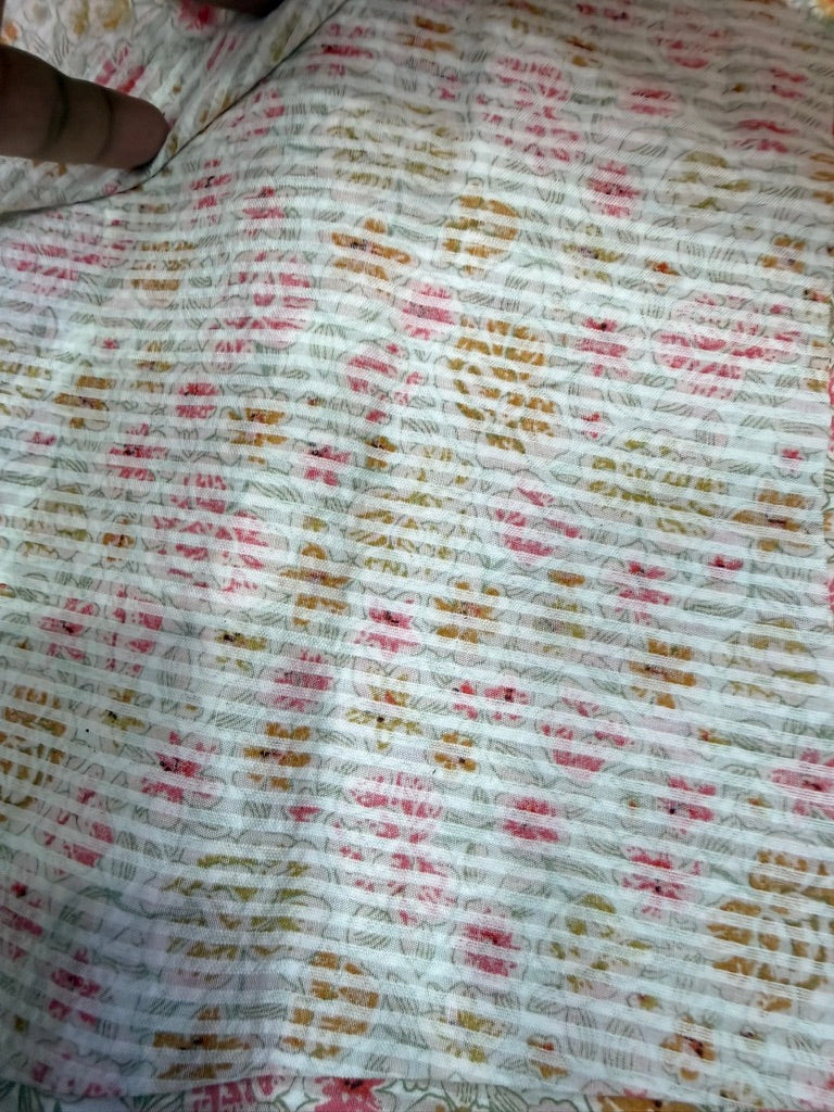 Buy Soft Cotton Seersucker Jacobean Printed Fabric