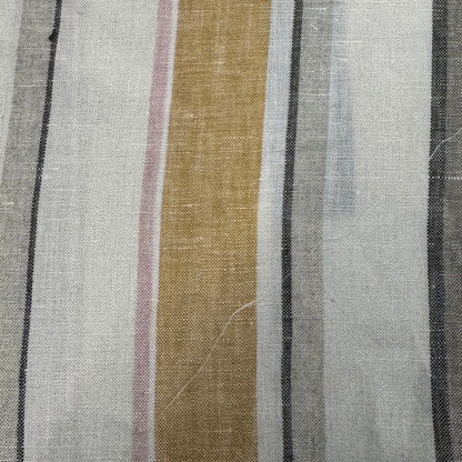 Buy Imported 100% Linen Powder Pink Yellow Multi Stripe Fabric
