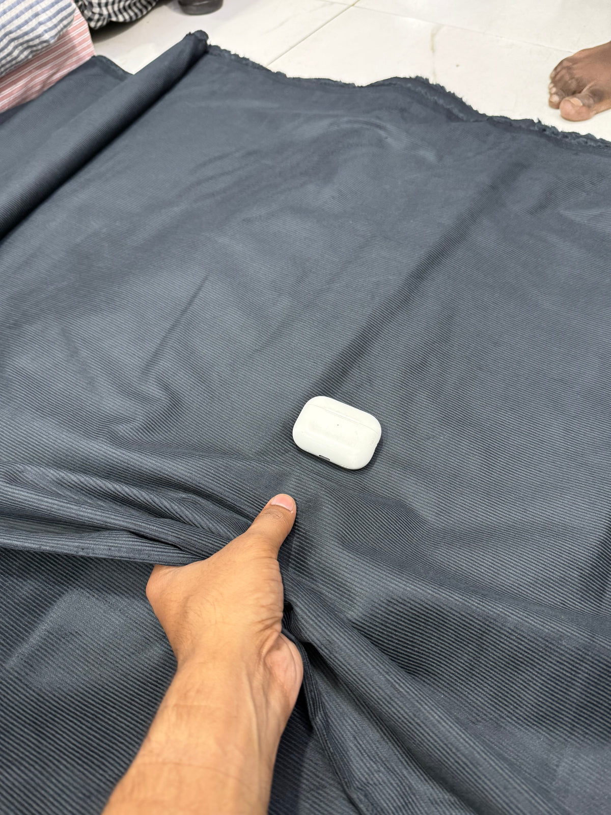 Buy Premium Corduroy Solid Grey Fabric 11 Wales