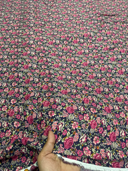 Buy Cotton Viscose Rose Blue Base Fabric