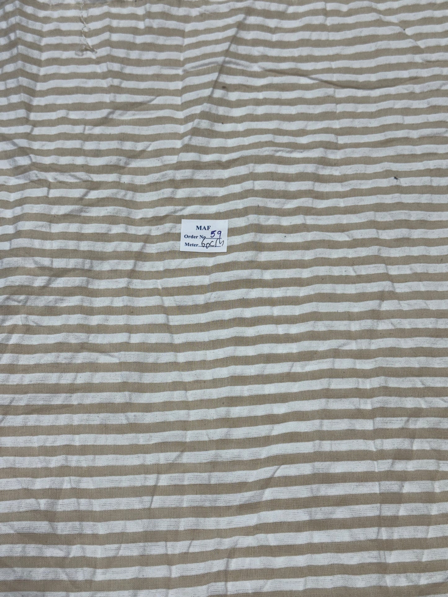 Buy Cutpiece Seersucker Beige Stripe 60 Centimeter