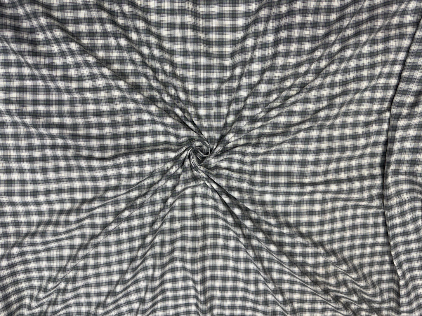 Buy Cotton Arvind Mill Grey Formal Check Shirting Yarn Dyed Fabric