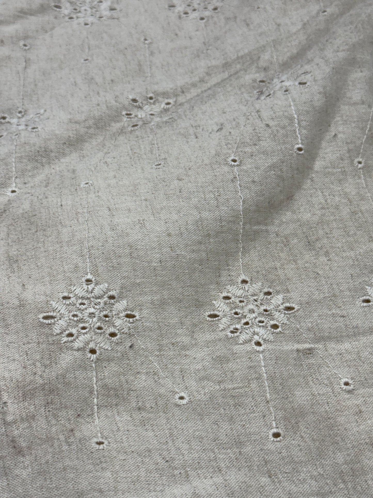 Buy Pure Linen Beige Hakoba Cutwork Fabric