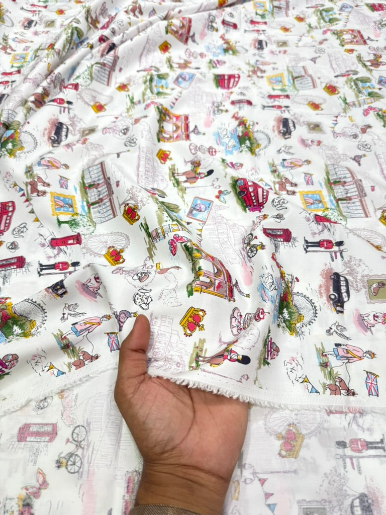 Buy Cotton Poplin City Printed Fabric