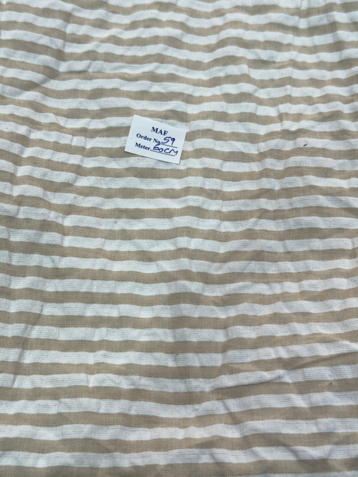 Buy Cutpiece Cotton Seersucker Beige Stripe 60 Centimeter