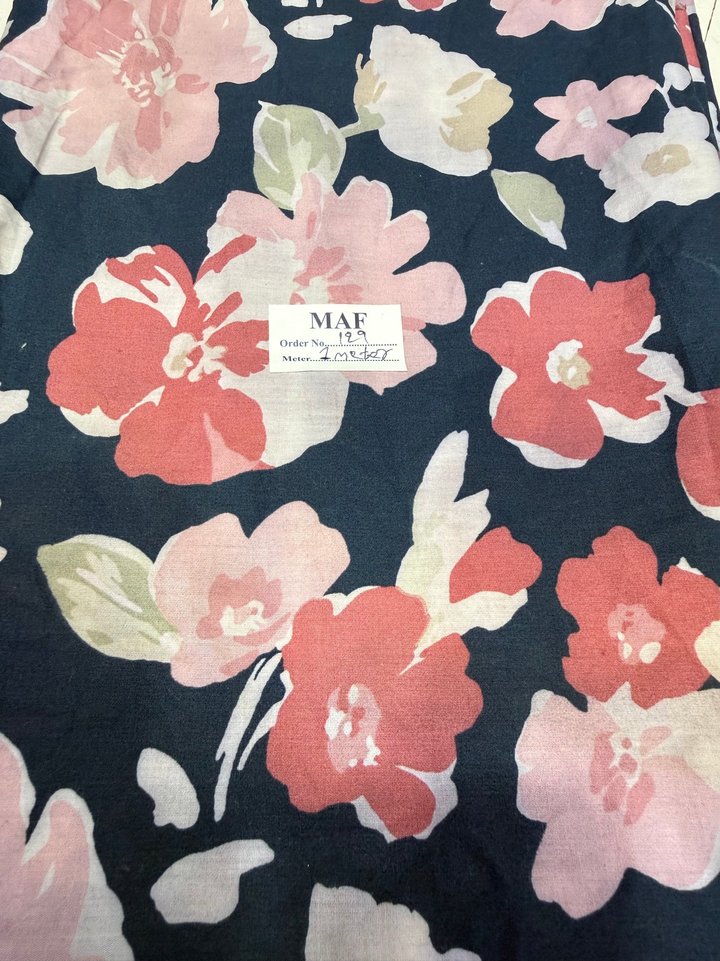 Buy Cutpiece Poplin Navy Blue Base Abstract Floral Printed 1 Meter
