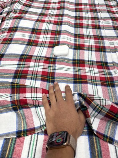 Buy Cotton Twill Red White Tartan Plaid Check Fabric