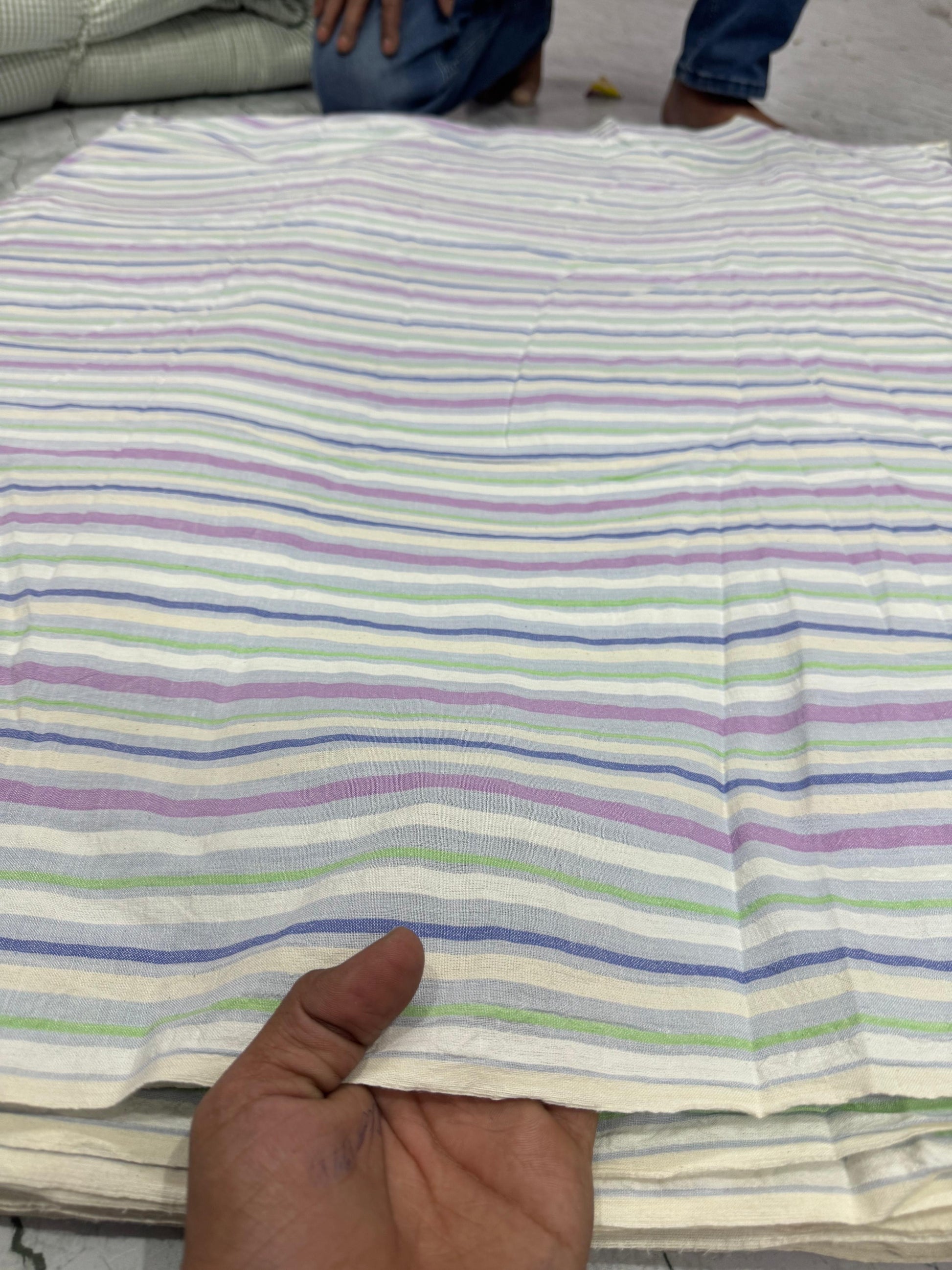 Premium Seersucker Cool Colour Stripe Fabric - MAF 