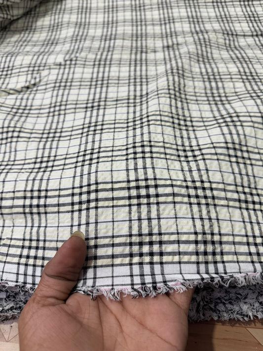 Premium Seersucker Black Beige Check Fabric - MAF 