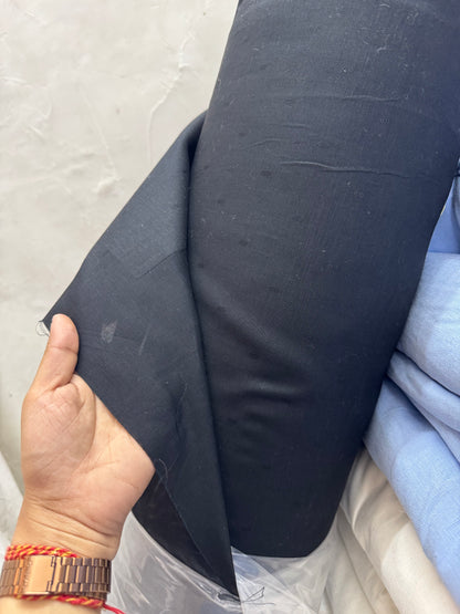 Buy Pure Linen Premium Collection Solid Black Dobby Work Fabric