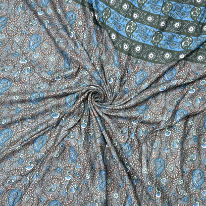 Buy Black Rayon Boho with Border Printed Fabric - MAF 