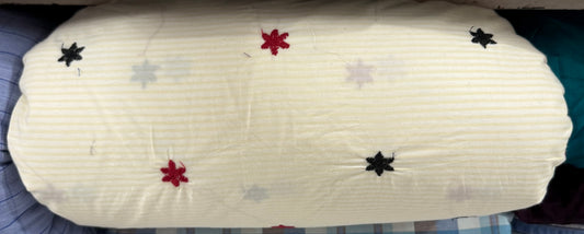 Buy Poplin Yellow Stripe Flower Embroidery Fabric - MAF 