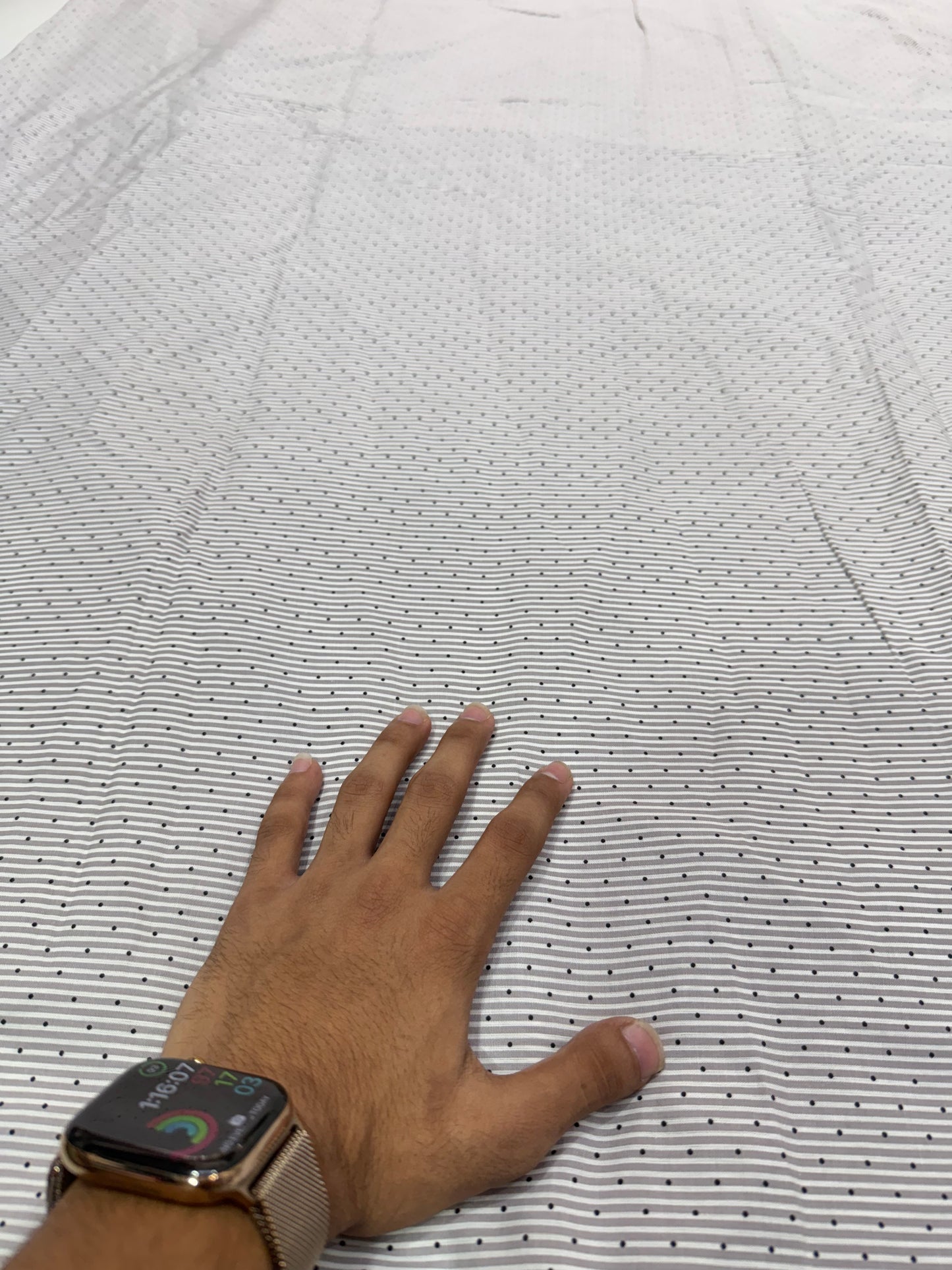 Buy Cotton Poplin Ivory Stripe Polki  Printed Fabric