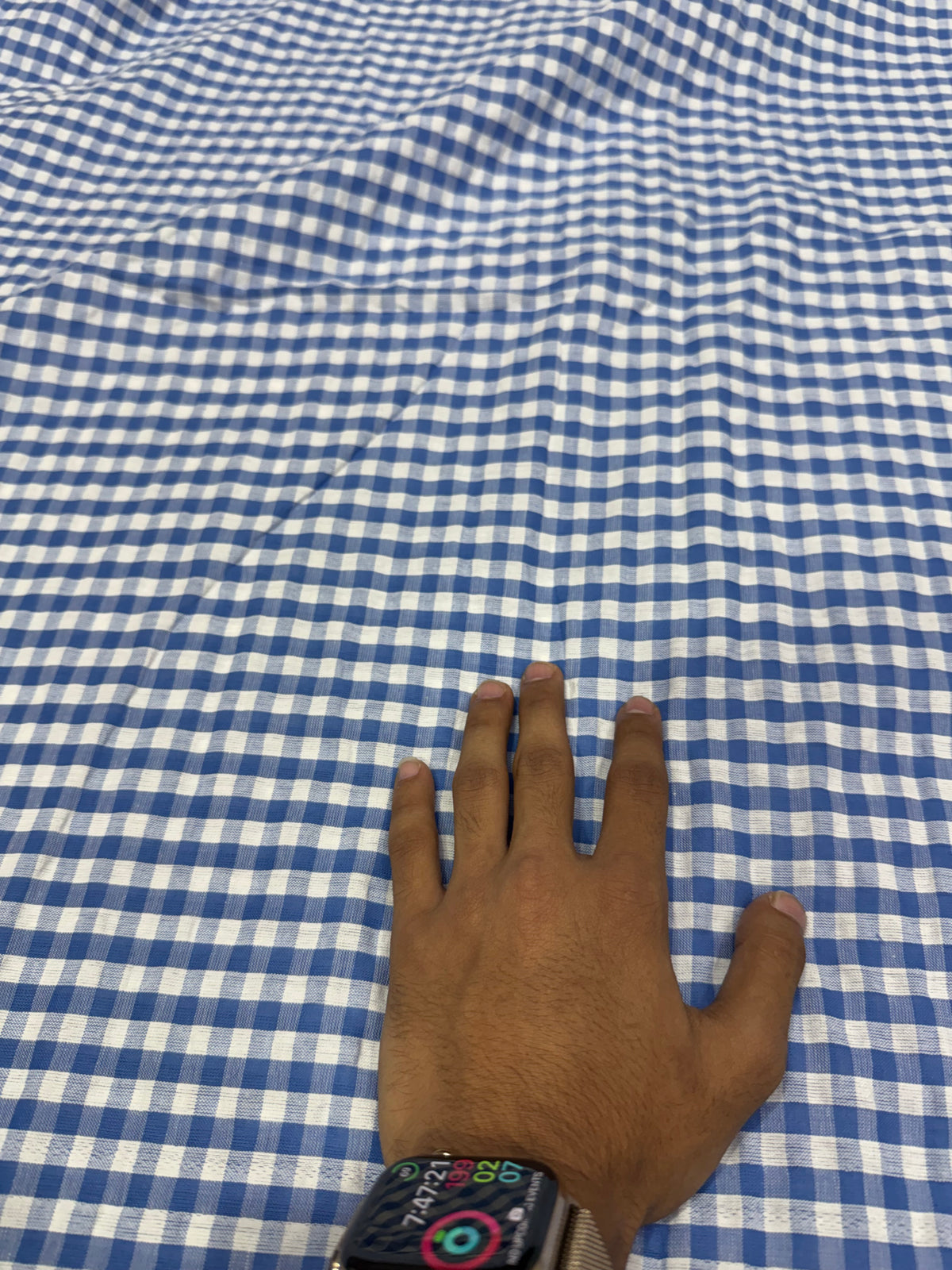 Buy Premium Seersucker White Blue Gingham Blush Checks original Fabric