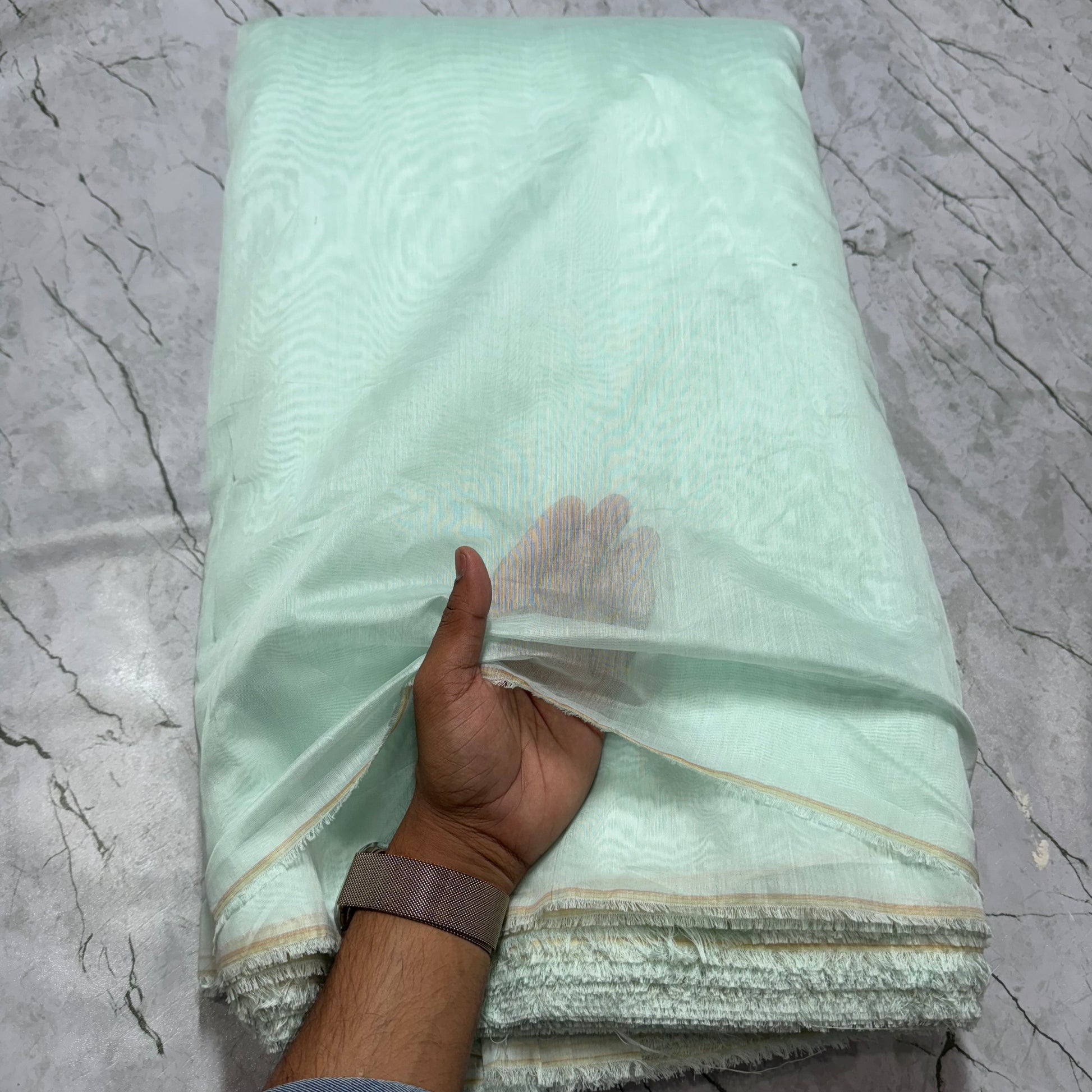 Buy Mul Chanderi Mint Fabric - MAF 