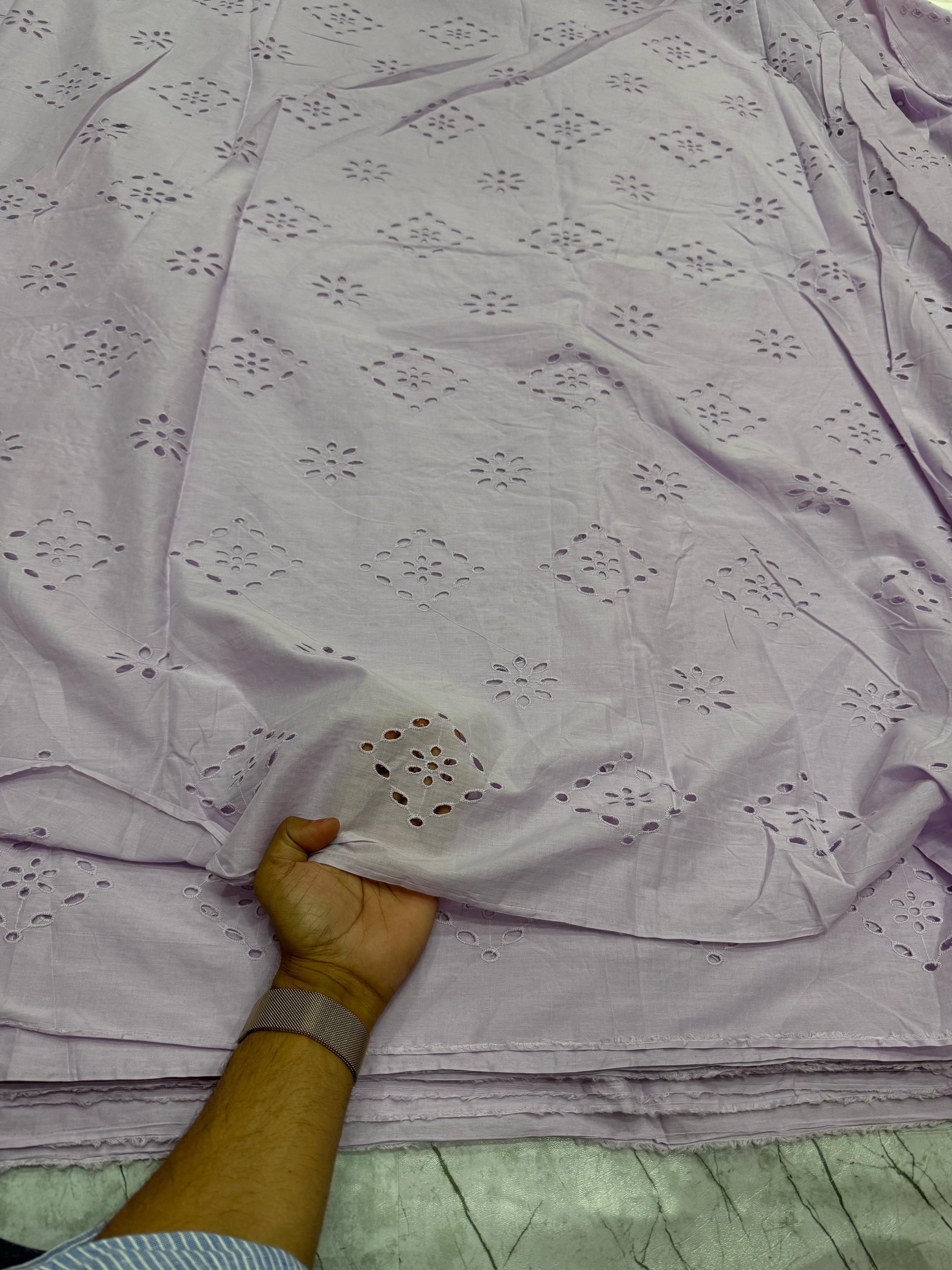 Buy Hakoba Lavender Square Phool Fabric - MAF 