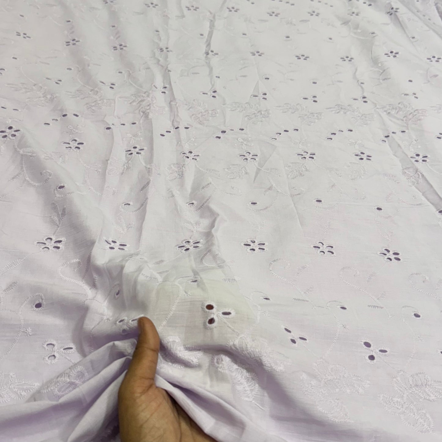 Buy Hakoba Lavender Tropical Cutwork Floral Fabric - MAF 