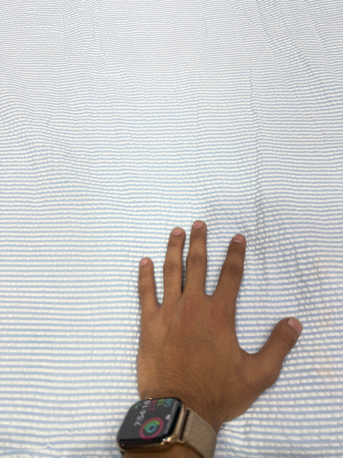 Buy Premium Seersucker Sky Blue Hairline Stripe Fabric