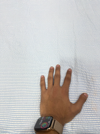 Buy Premium Seersucker Sky Blue Hairline Stripe Fabric
