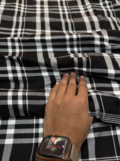 Buy Premium Rayon Twill Black White Tartan Check Fabric