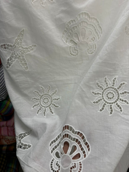 Buy White Dyeable Cotton Hakoba Starfish Embroidery Design
