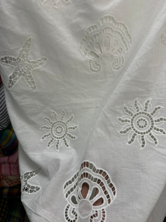 Buy White Dyeable Cotton Hakoba Starfish Embroidery Design