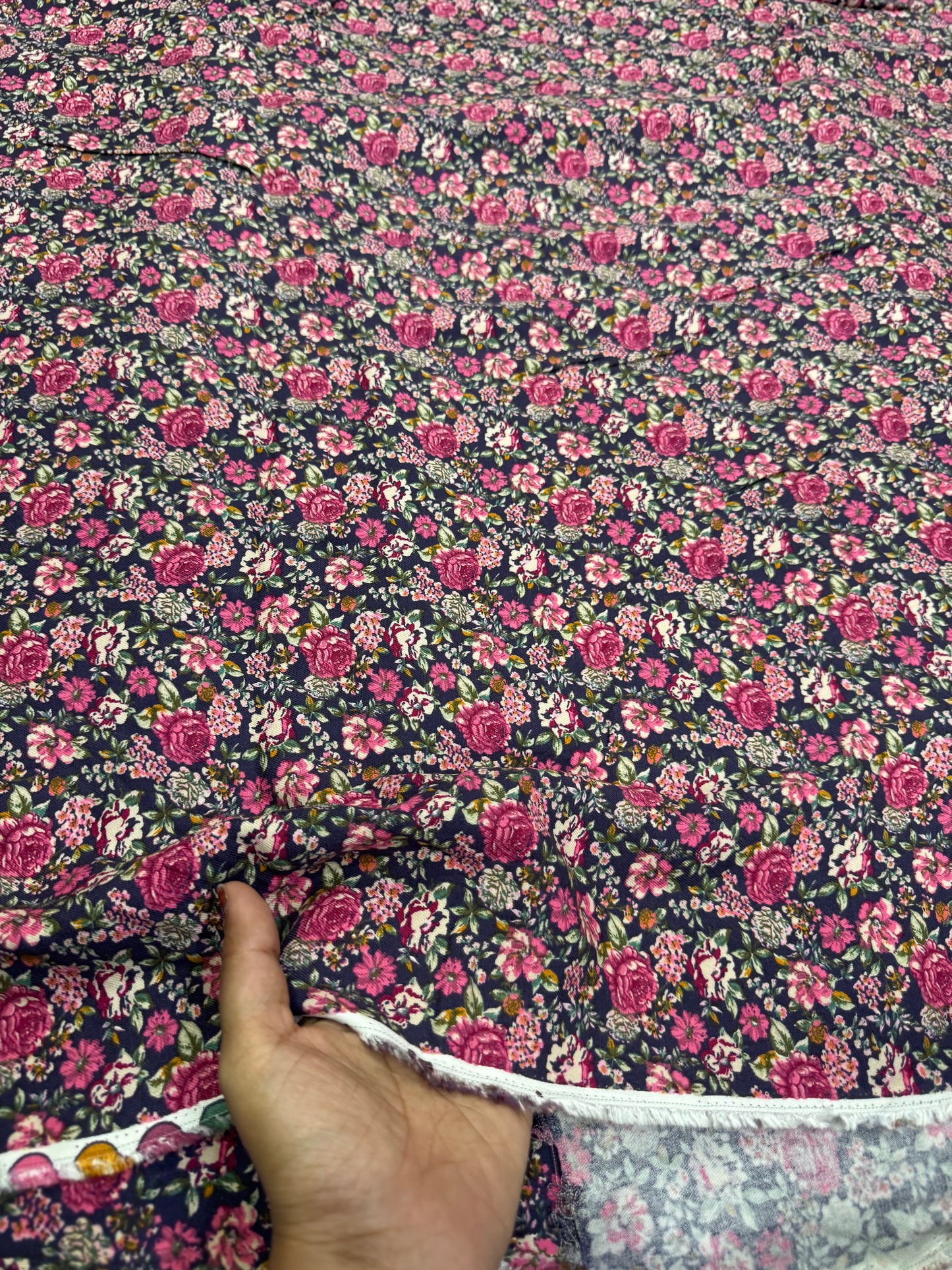 Buy Cotton Viscose Rose Blue Base Fabric