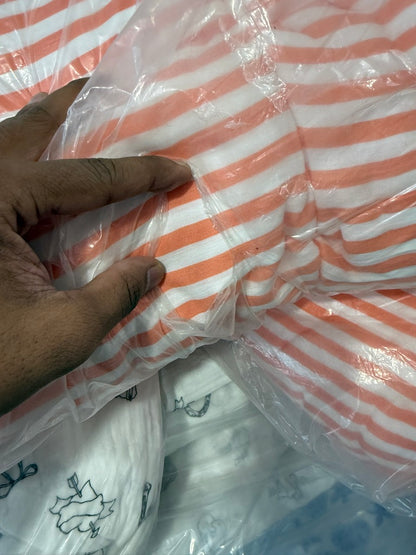 Buy Premium Cotton Double Cloth Orange Stripe Print