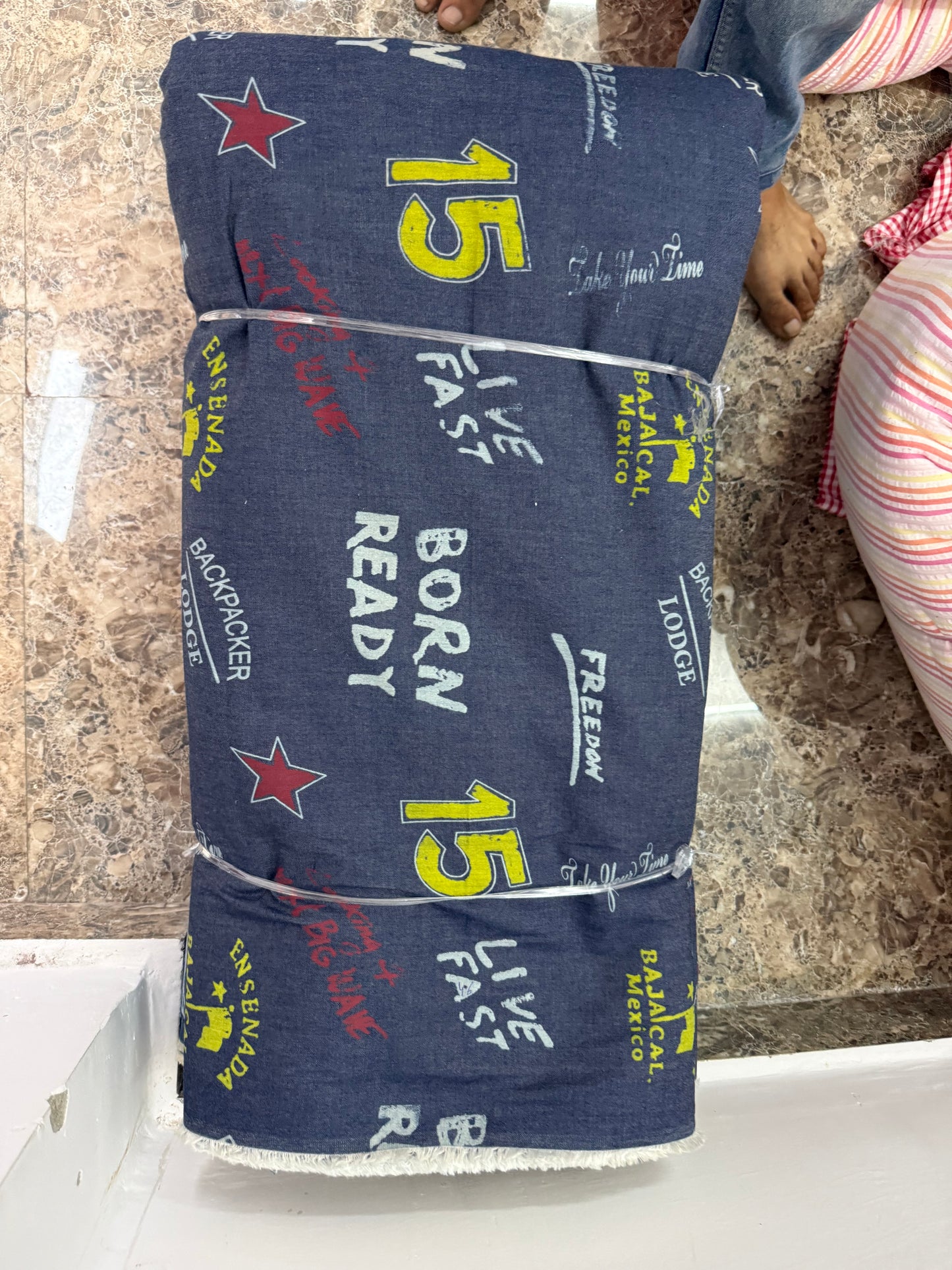 Buy Premium Silky Denim Yellow 15 Bikers print